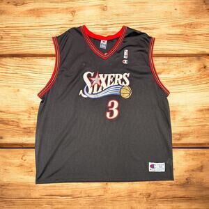 Sixers #3 Iverson Black Jersey